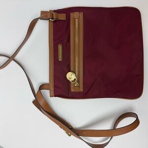 Michael Kors Burgundy and Tan Crossbody Bag